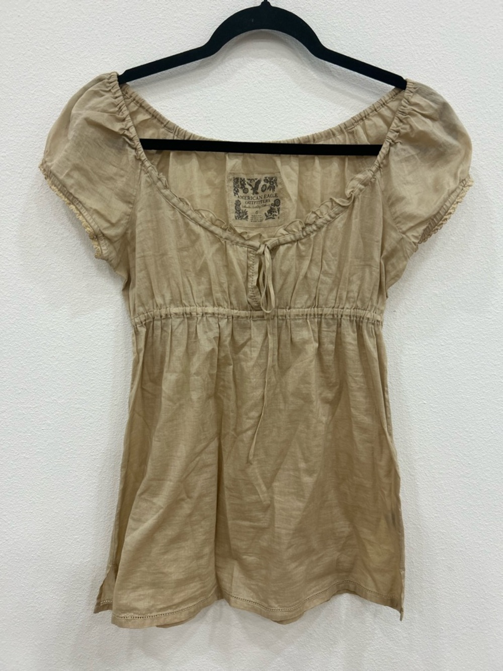 Y2K VTG American Eagle Milkmaid Coquette Feminine Top sz 6 peasant Bella swan
